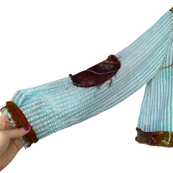 Handmade Tie Dye Hoodie Jacket Womens Size Small Medium Sheer Mesh Cropped - Picture 9 of 14